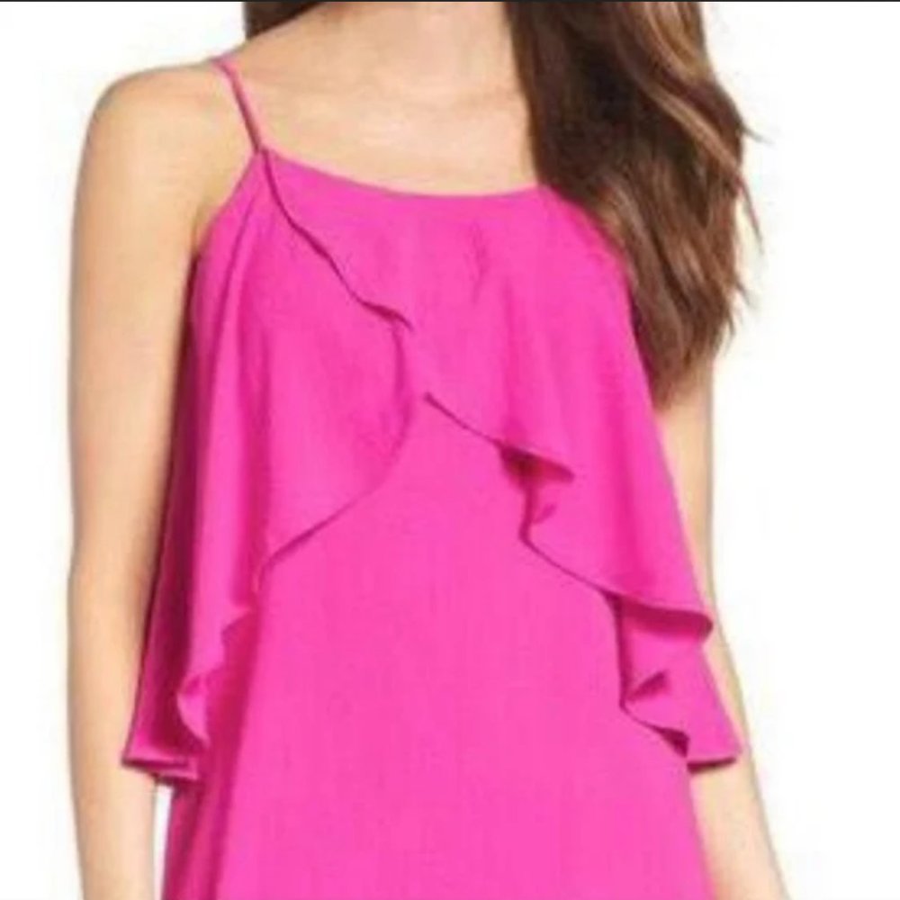 Mary & Mabel Bright Fushia Spaghetti Strap Cocktail Blouse Sz Large